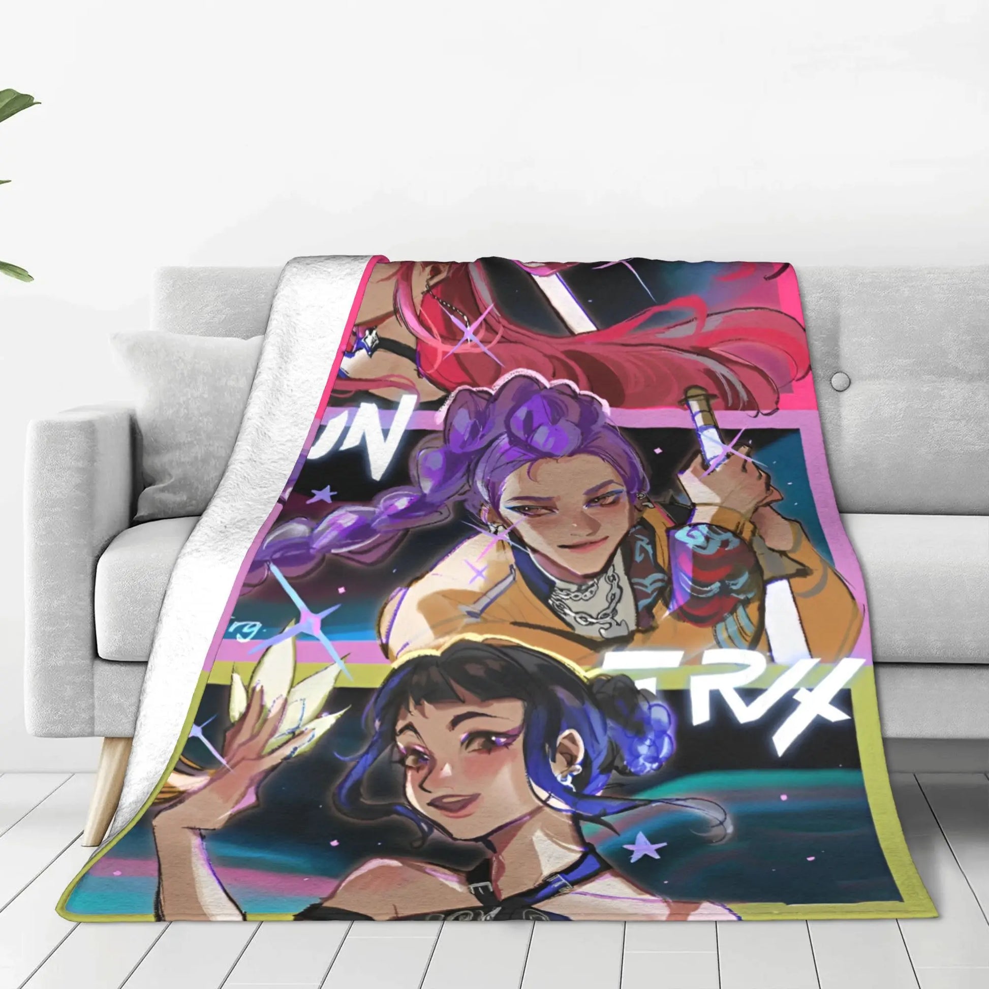K-Pop Demon Hunters Huntrix Anime Blanket